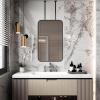 SZITW Large Black Bathroom Mirror with Metal Frame and Double Extension Arm view 1