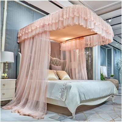 EsEntL European Luxury Bed Canopy Mosquito Net, Pink, 200 x 220 cm