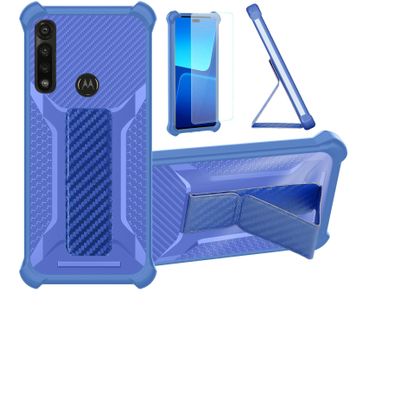 Aroepurt Case for Motorola Moto G Power XT2041DL, Blue, with Tempered Glass Screen Protector