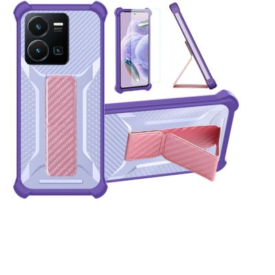 Aroepurt Case for Vivo Y35 4G (2022) with Tempered Glass Screen Protector, Purple