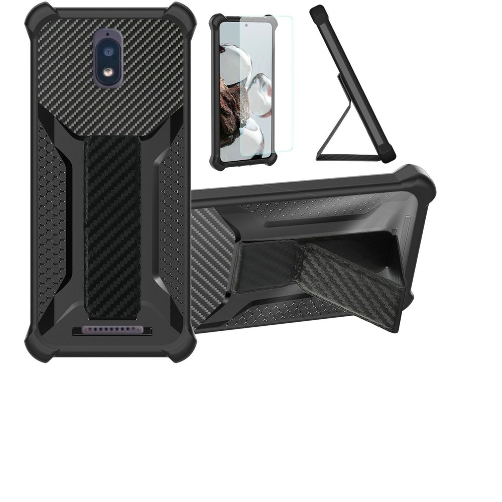 Aroepurt Case for Hot Pepper a95j HPP-L55B, with Tempered Glass Screen Protector, Hybrid Folding Magnetic Stand, Frosted Anti-Fingerprint, Black