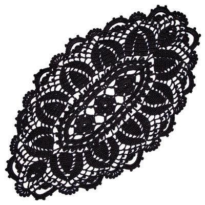 BOMHCS Oval Lace Table Runner, 25.4–30.5 cm x 50.8–55.9 cm, Handmade Crochet Doily, Black, 1 Piece