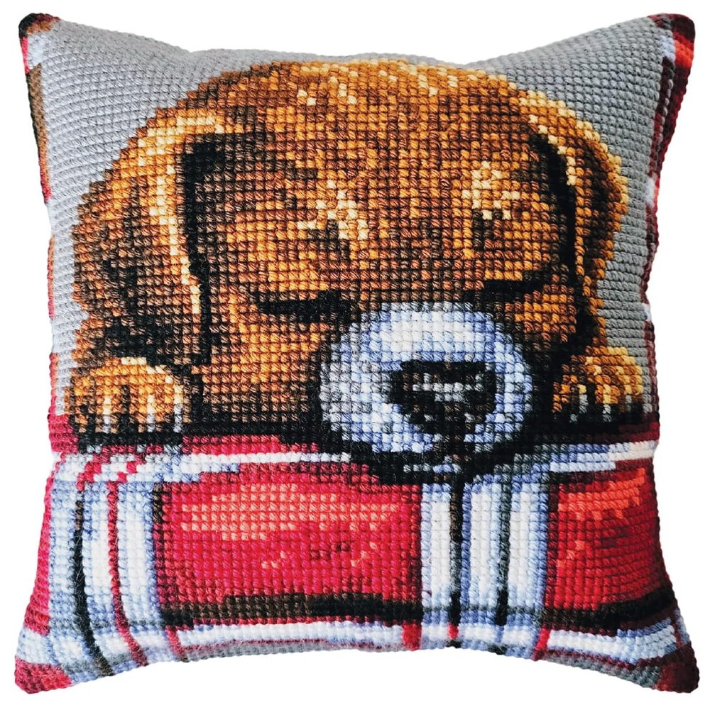 Beloved Puppy Cross-Stitch Cushion Kit, 40 x 40 cm