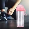 Walfront 600 mL Portable Water Bottle with Two Straws, Pink view 2