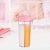 Walfront 600 mL Portable Water Bottle with Two Straws, Pink view 3