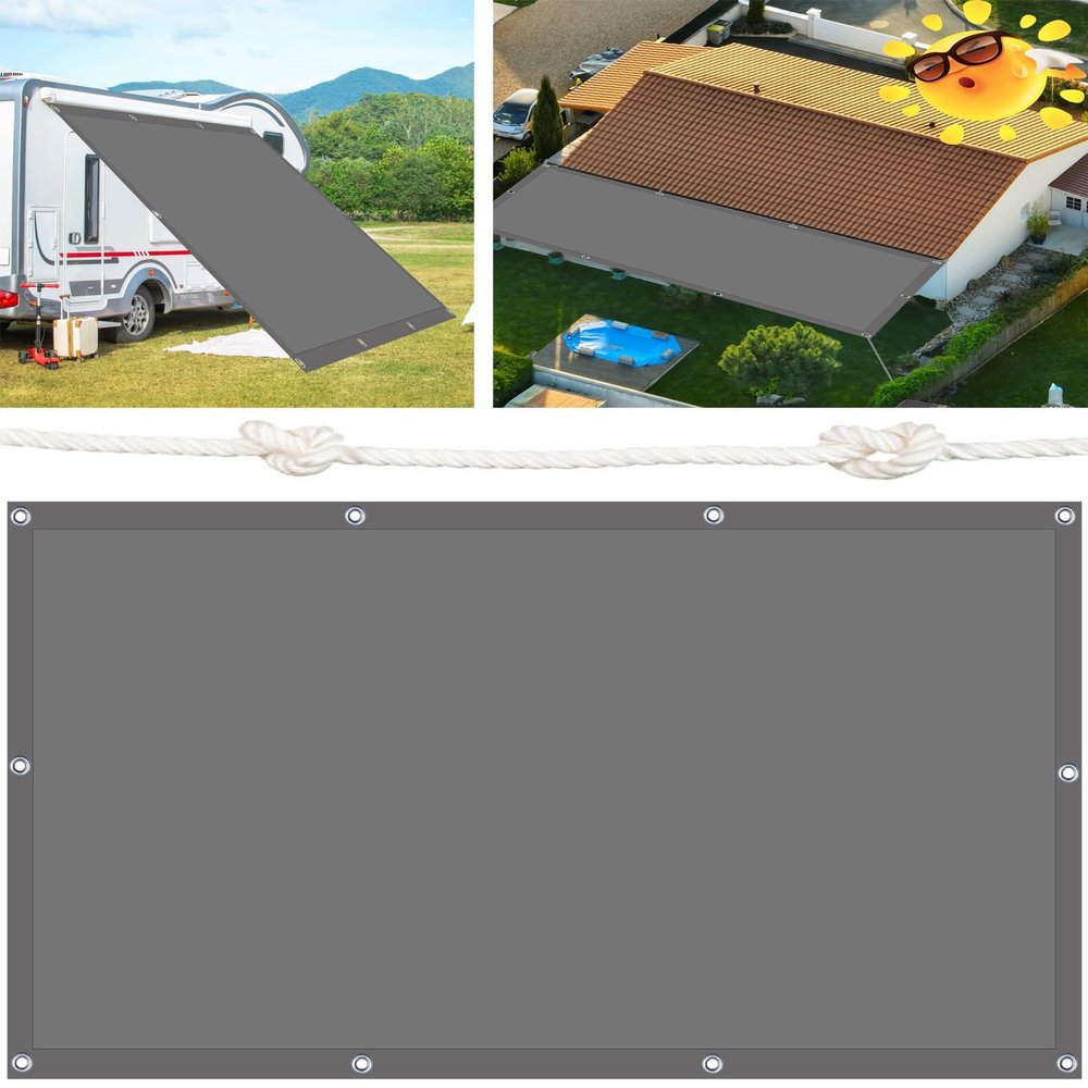 Square Sun Shade Sail 3.1 x 8.2 m with Ropes and Fastening Kit, Light Gray