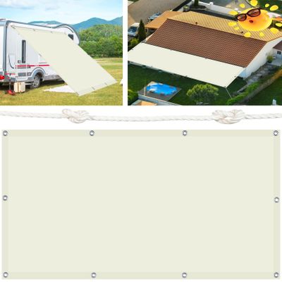 Square Sun Shade Sail, 3.3 x 3.4 m, 98% UV Block, Ivory