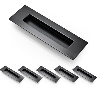 HOMOTEK Recessed Pull Handles for Sliding Doors, Rectangular, Black, 15.2 cm, 6-Pack