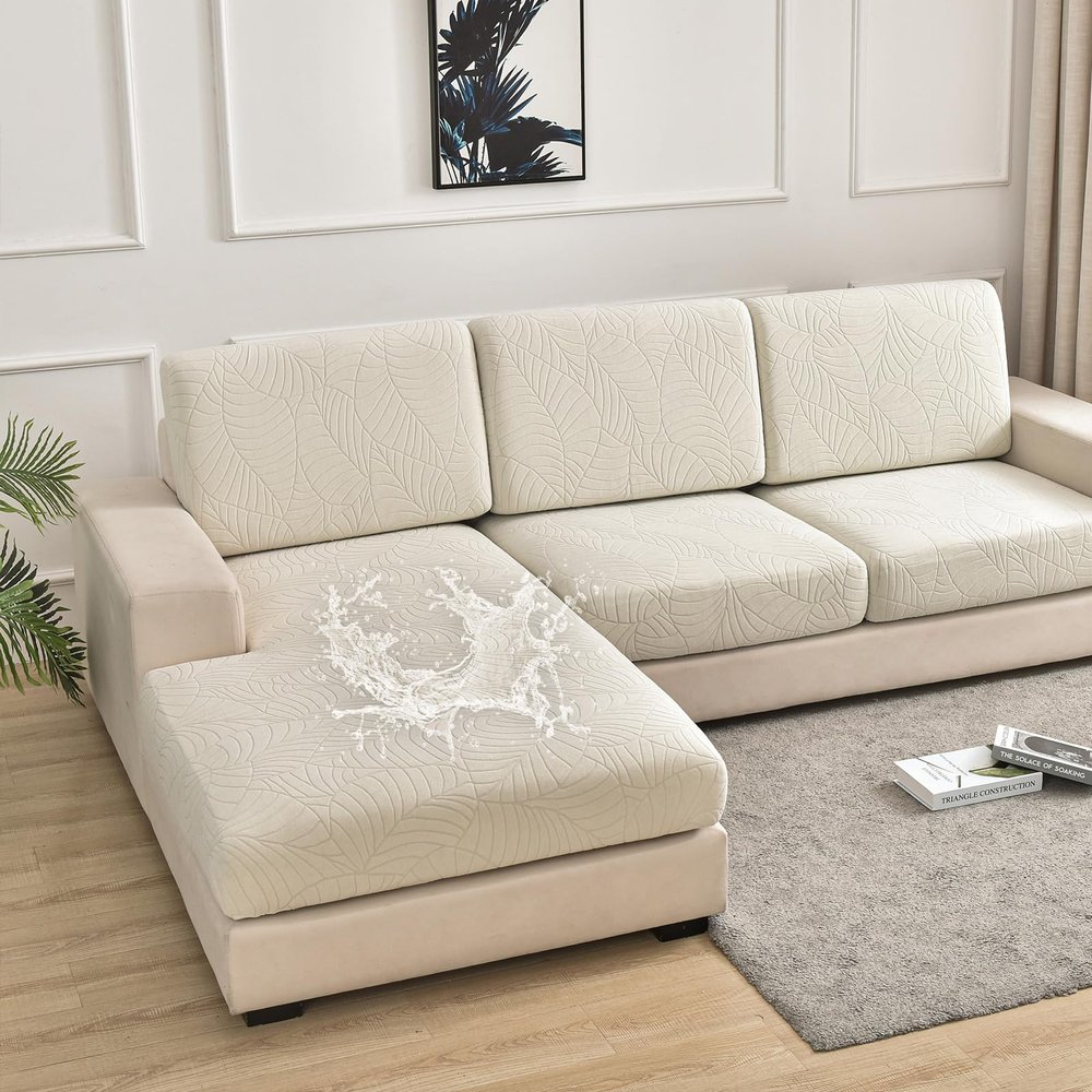 HANDONTIME Ivory Stretch Sofa Cushion Cover