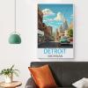 HSAYYIII Vintage Detroit, Michigan Travel Poster, 50 x 75 cm, Canvas Wall Art view 4