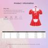 Vxuxlje Men's Sissy Patent Leather-Look Cosplay Maid Mini Dress, Red, XL view 4