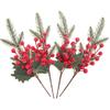 Quancru 2-Piece Artificial Red Berry Stems, Christmas Decor for DIY Vases, Weddings & Parties view 1
