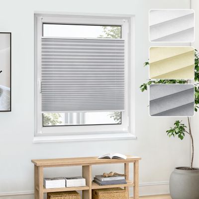 Jalousiescout Klemmfix Pleated Blind, No Drilling, 40 x 60 cm, Gray