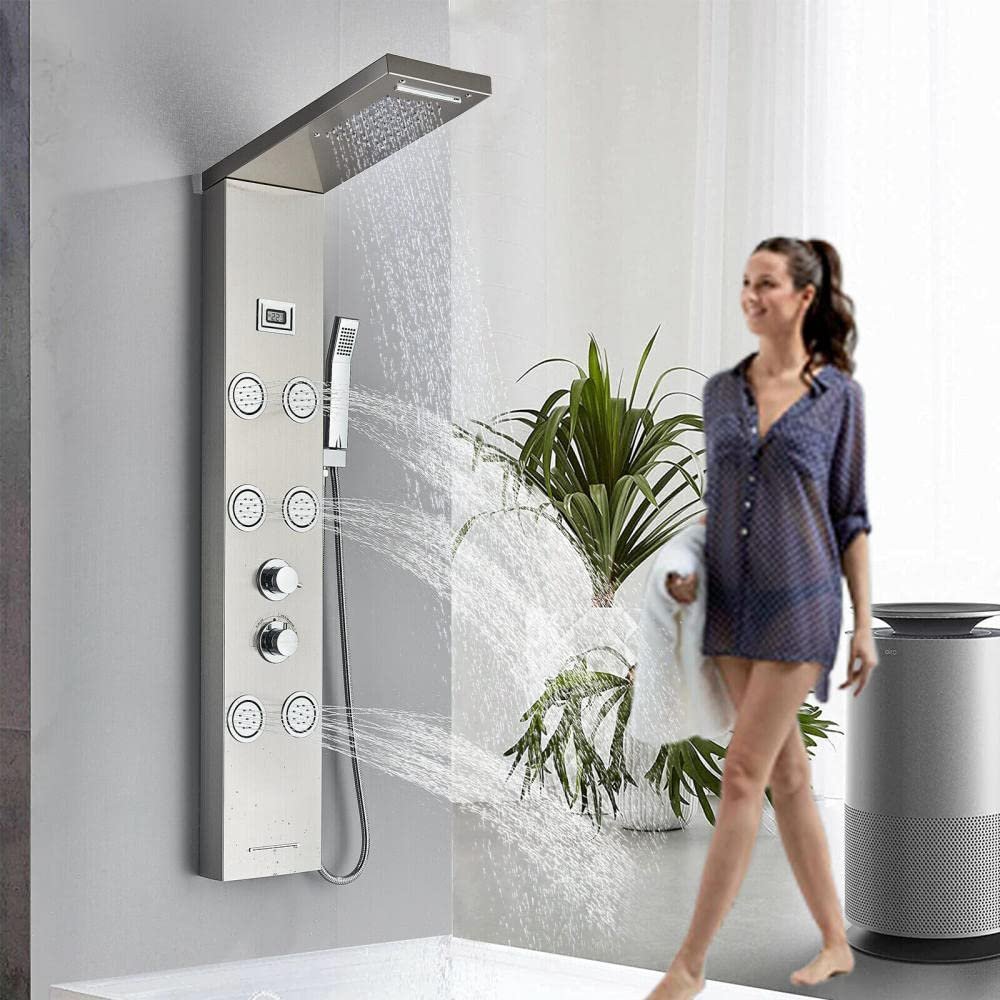 Generic Stainless Steel Rain Shower Panel Tower with Massage and Waterfall