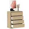 TEKEET SAUDA Drawer Cabinet, Oak, 76.5 x 39 x 91 cm, Solid Pine Wood view 1