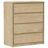 TEKEET SAUDA Drawer Cabinet, Oak, 76.5 x 39 x 91 cm, Solid Pine Wood view 2