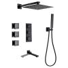 Black Thermostatic Rain Shower System with Swivel Tub Spout view 1
