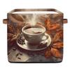 Mintoprints 33 x 33 cm Coffee-Colored Fabric Storage Cube with Handles view 1