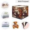Mintoprints 33 x 33 cm Coffee-Colored Fabric Storage Cube with Handles view 4