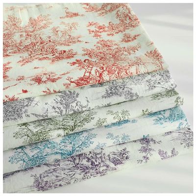 45 x 140 cm Printed Cotton Fabric, Soft Rustic Floral Design for Sewing and Crafts (Green)