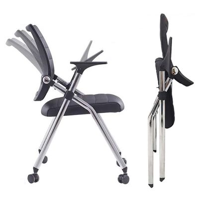 Ergonomic Folding Office Chair with Wheels, Armrests, Black