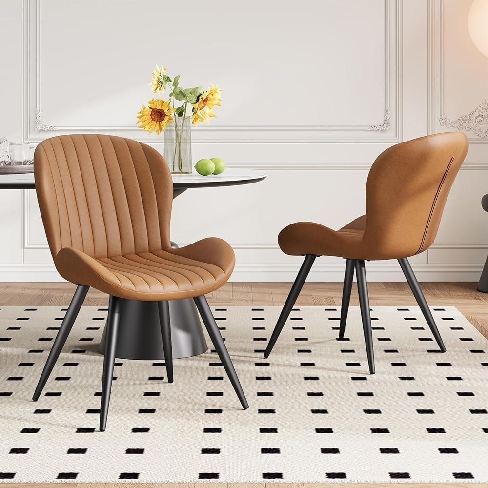 Hawthyhome Dining Chairs, Set of 2, Ergonomic, Brown