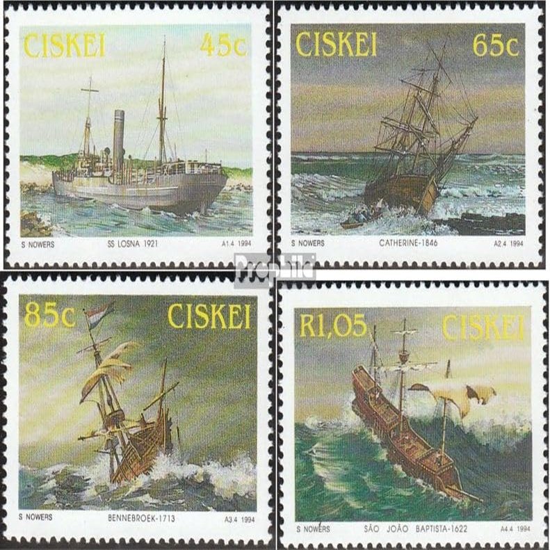 Prophila Collection South Africa – Ciskei 246–249 Complete Issue, FDC First-Day Cover 1994 Shipwrecks