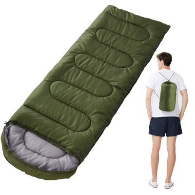 Portable 4-Season Camping Sleeping Bag, Waterproof, Lightweight, with Compression Bag (Green, 1.8 kg)