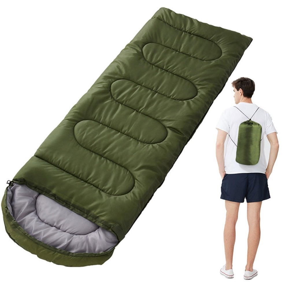 Portable 4-Season Camping Sleeping Bag, Waterproof, Lightweight, with Compression Bag (Green, 1.8 kg)