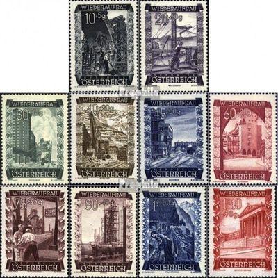Prophila Collection Austria 858–867 (Complete Set), Used, 1948 Reconstruction