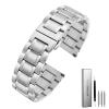 BOLEXA Stainless Steel Arc Mouth Watch Band, Quick-Release Metal Men's Watch Strap, 22 mm (Color: A-silver, Size: 22 mm) view 1