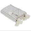 Chenille Throw Blanket, White/Off-White, 150 x 200 cm, Striped with Tassels, Modar view 1