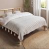 Chenille Throw Blanket, White/Off-White, 150 x 200 cm, Striped with Tassels, Modar view 2