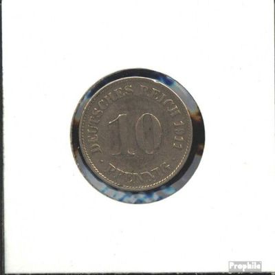 Prophila Collection German Empire 1908 10 Pfennig, Jäger No. 13 1908 E, Very Fine, Copper-Nickel, Great Imperial Eagle
