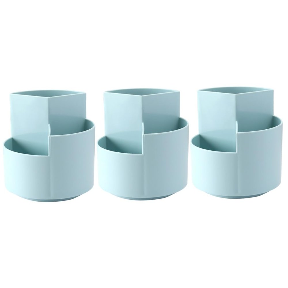 NUOBESTY 3-Compartment Rotating Pen Holder for Cosmetics and Office Supplies