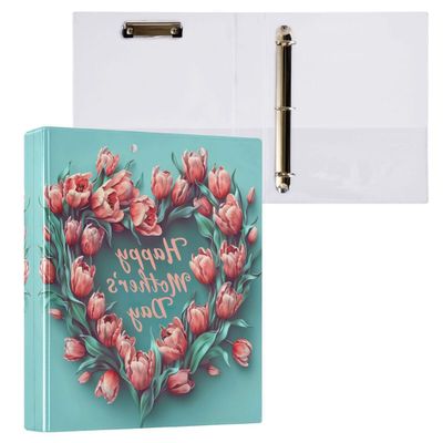 JUMBEAR Mother's Day Tulip 3-Ring Binder, Letter Size, Colorful Floral Design
