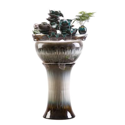Indoor Floor Water Fountain, Freestanding Chinese-Style Fountain with Crystal Ball and Pump for Office, Bedroom, Living Room, and Balcony Decor