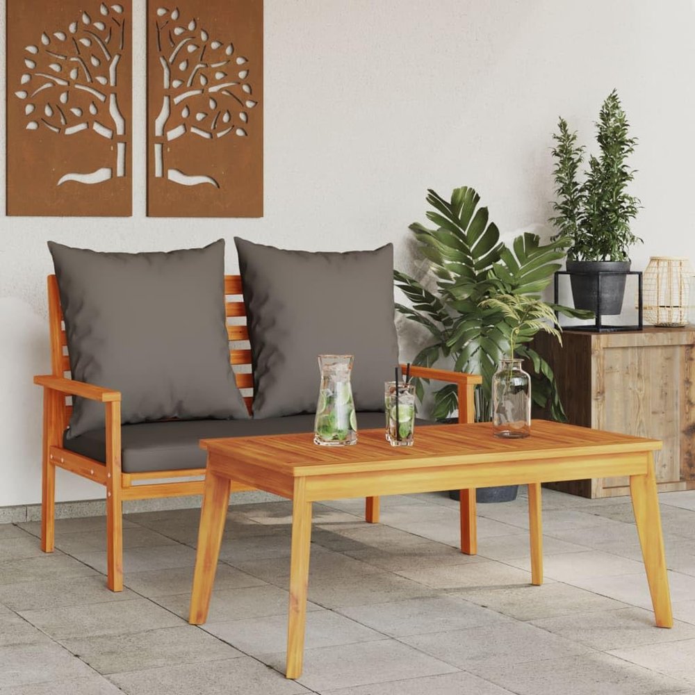 CIADAZ Outdoor Sofa Set with Cushions, Solid Acacia Wood, Garden Lounge, Patio Furniture, Balcony Furniture - 366382