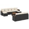 LAPOOH 11-Piece Garden Sofa Set with Cushions, Black Poly Rattan view 2