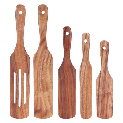 Spurtle Wooden Teak Utensil Set, 5-Piece