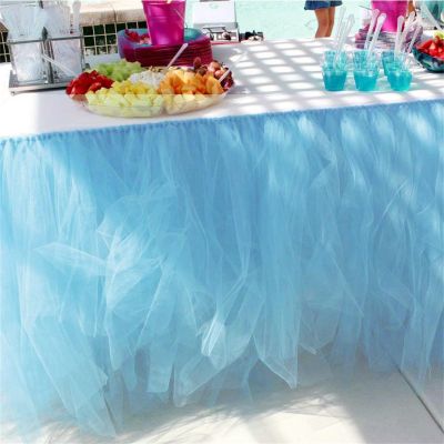 Lukery Tulle Table Skirt for Party Decor, 80 x 100 cm, Sky Blue