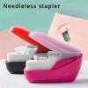 XPJYUA Mini Staple-Free Stapler, Easy-Use Desktop Stapler, Rose Red view 3