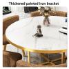 YUGXTH Round Dining Table and 6-Chair Set, PU Leather Dark Gray view 2