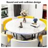 YUGXTH Round Dining Table and 6-Chair Set, PU Leather Dark Gray view 3