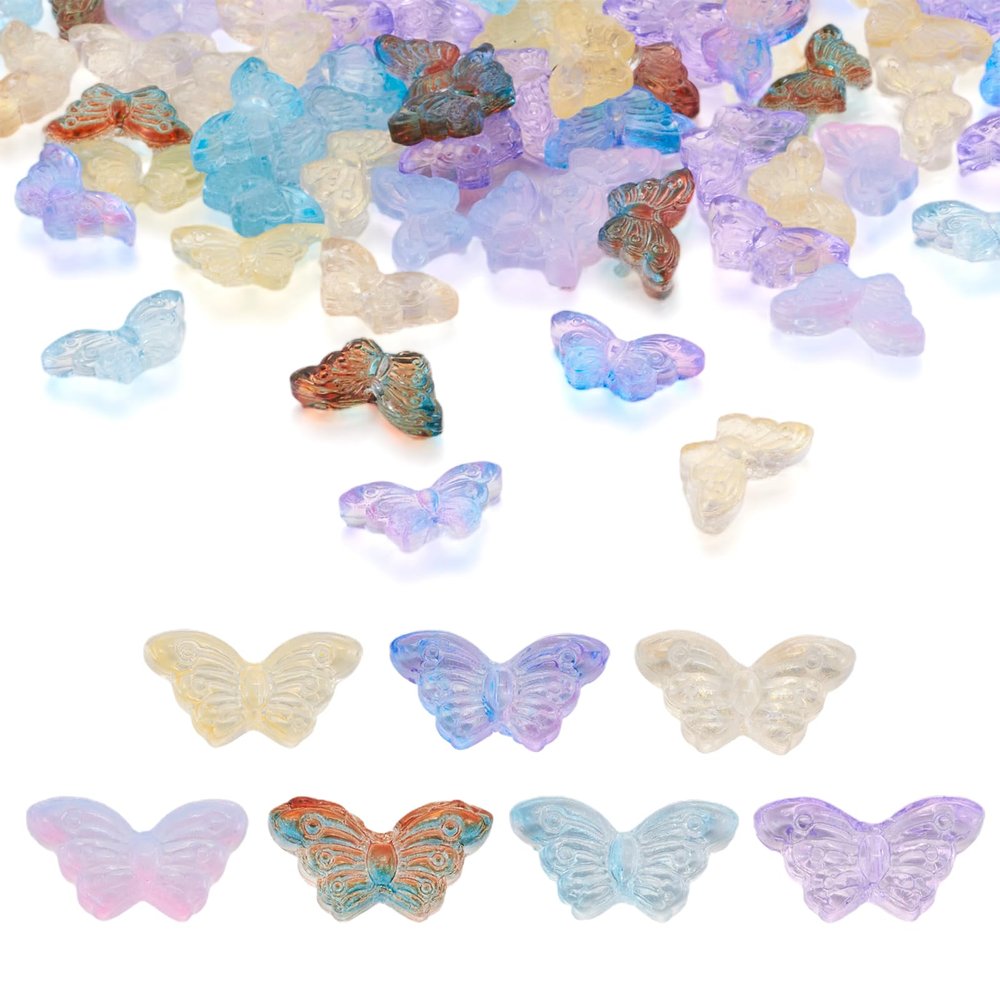 PandaHall Lampwork Butterfly Beads, 70-Piece Set