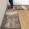 Arttown 2-Piece Kitchen Mat Set, Beige, Brown-Gray Abstract Design view 1