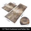 Arttown 2-Piece Kitchen Mat Set, Beige, Brown-Gray Abstract Design view 2