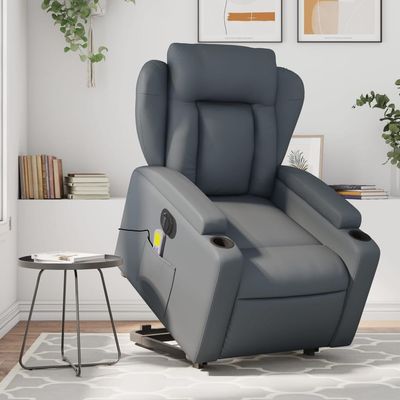 Homgoday Electric Lift Recliner Massage TV Chair, Gray Faux Leather