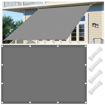 Balcony Sun Shade Sail 200 x 640 cm, 95% UV Protection, Light Gray