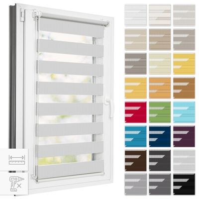 Estika Double Roller Blind, No-Drill Clamp-Fix, 33 x 120 cm, Light Gray